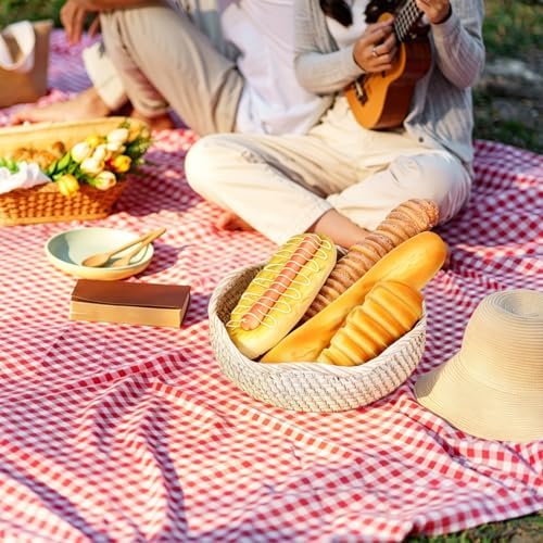 Hipiwe Rattan Key Basket for Entryway Table Handwoven Small Baskets Tray - Image 7