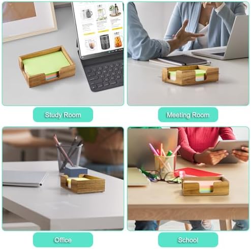 Bivvclaz Acacia Wood Sticky Note Holder, 4 x 6 Inch Notepad Holder Dispenser with Dual Openings, Self Stick Note Pad Holder, Memo Pad Holder Dispenser Organizer for School Office Desk Supplies - Image 7