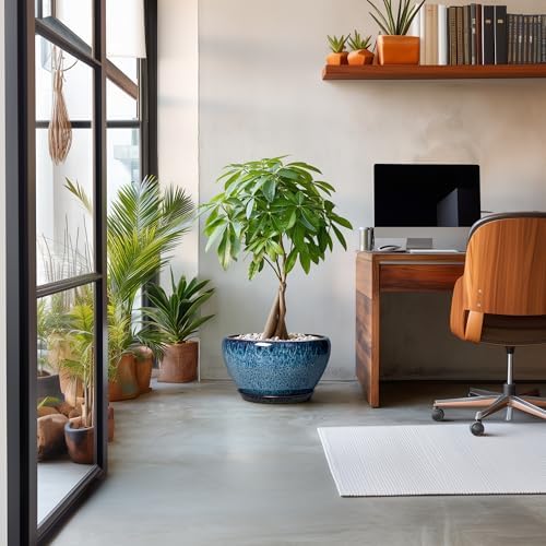 Ceramicfor Ceramic Plant Pots 13 Inch - Indoor Planter with Drainage Hole and Saucer, Decorative Large Planter for Indoor Outdoor Plants, Ceramic Flower Pots, Gifts for Plant Lovers, House Decor, Blue - Image 7