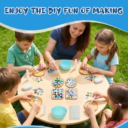 4 Sets DIY Mosaic Kits for Adults Mixed Color Mosaic Tiles for Crafts - Image 7