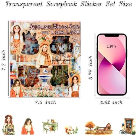 448Pcs Autumn Scenery Scrapbook Stickers for Scrapbooking Supplies, Transparent PET Aesthetic Stickers for Journaling, Junk Journal, Planner, DIY Craft Art, Scrap Booking Supples Kit - Image 6