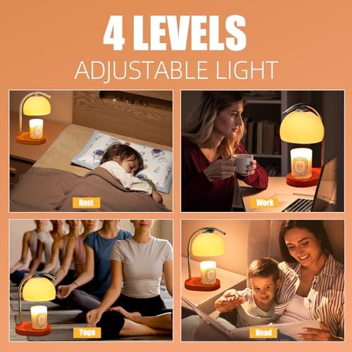 FCTWAKS Mid Century Milk Glass Candle Warmer Lamp with Timer & Dimmer, Mothers Day Birthday Gifts for Women Mom, House Warming Gifts New Home, Wax Warmer Lamp for Bedroom Decor with 2 Bulbs - Image 6