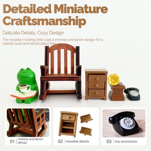 Miniature Frog Desk Decor Set, Cozy Vintage Scene Figurine for Office - Image 6