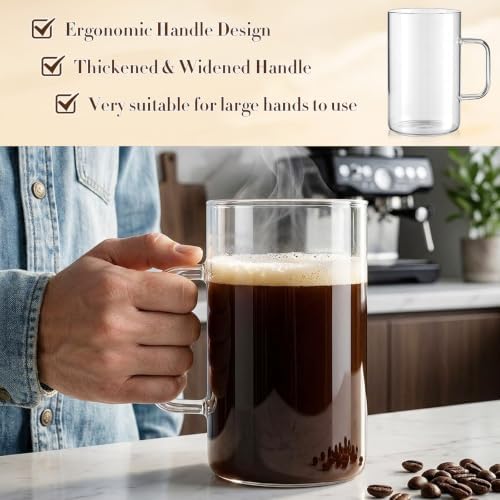 2 Pack 40 oz Extra Large Glass Coffee Mugs Borosilicate Cups with Handle - Image 6