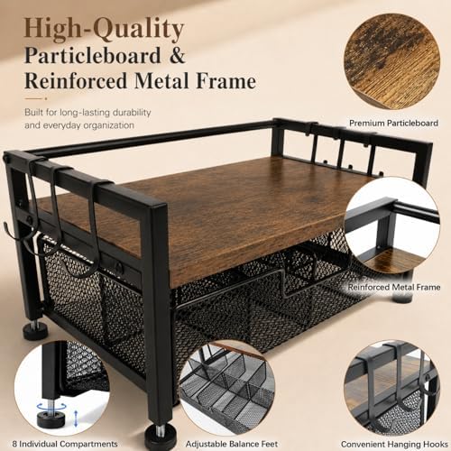 Tea Bag Organizer, Tea Bag Organizer Drawer, Wood Tea Organizers and Storage Chest Teabag Holder with Storage Drawer,Rustic Brown for Countertop Kitchen, Office - Image 6