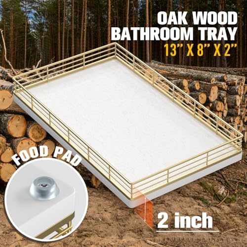 Bathroom Vanity Tray, 13" x 8" Oak Decorative Wooden Tray for Countertop - Image 6