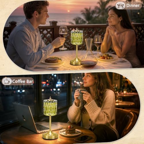 Cordless Table Lamp, 5200mAh Rechargeable Green Glass Touch Lamp - Image 7