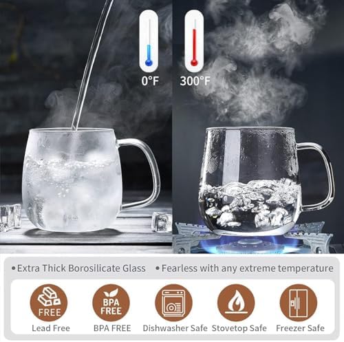 DOPUDO Glass Teacups 4 Pack Glass Tea Cup with Infuser and Lid, 17.6oz/520ml Large Borosilicate Teacup,Tea Clear Mug Cup for Loose Leaf Blooming Tea, Microwave & Dishwasher Safe. - Image 6