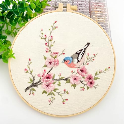 Silentsea Bird & Pink Blossoms Embroidery Kit – All-Inclusive DIY Cross Stitch Set with Pre-Printed Fabric, Threads, Needle, and Hoop for Adults – Perfect for Craft Lovers & Relaxation - Image 7