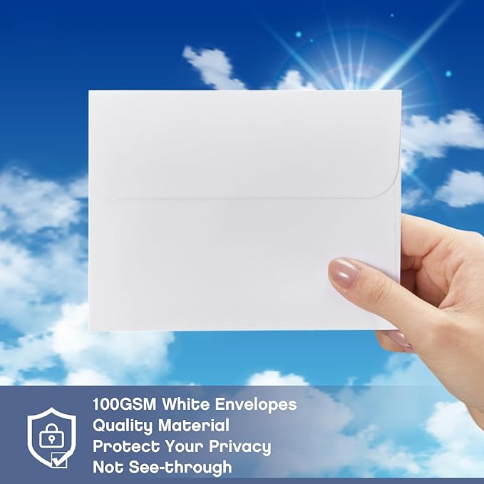 Fainne 1200 Pcs White Envelopes Self Adhesive Printable Envelope Bulk for Invitation, Wedding, Baby Shower, Photography, Thank Note, Postcard, Greeting Card, Mailing, Graduation (A2 5.75 x 4.375 Inch)