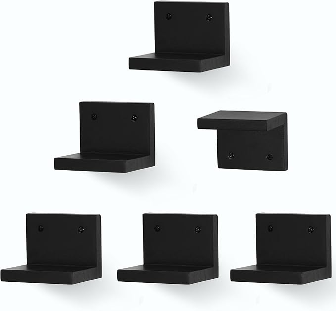 Small Floating Shelf for Wall Set of 6,Mini Shelves for Display Small Figurine,Plant,Collectibles,Wall Shelves for Bedroom Living Room Bathroom Kitchen Decor(Black)
