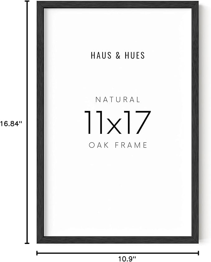 HAUS AND HUES 11x17 Black Oak Frame - Wooden Poster Display, Natural Wood Finish