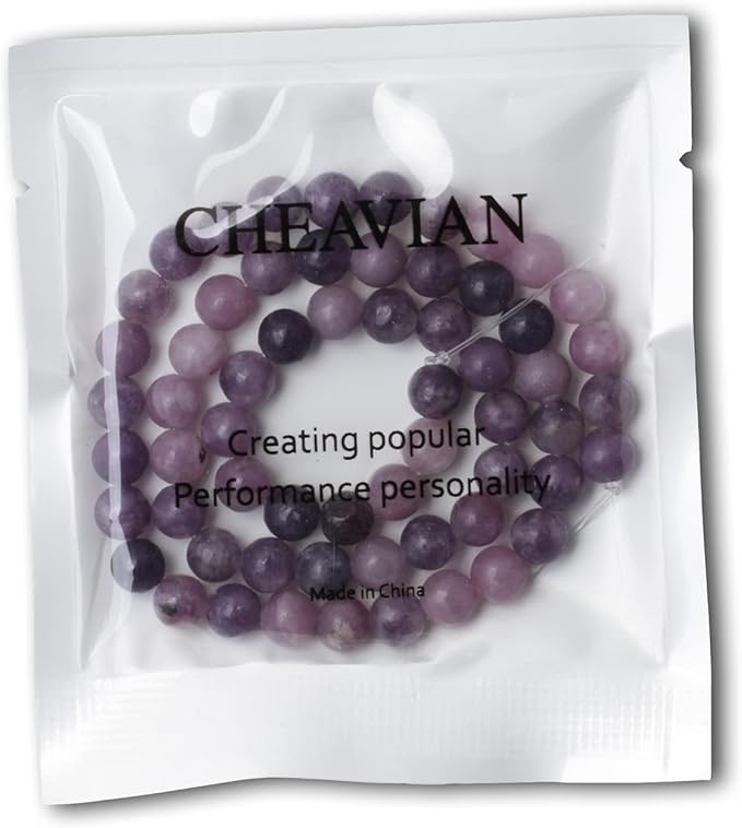60PCS 6mm Natural Purple Lepidolite Round Loose Beads for Jewelry Making 1 Strand 15"