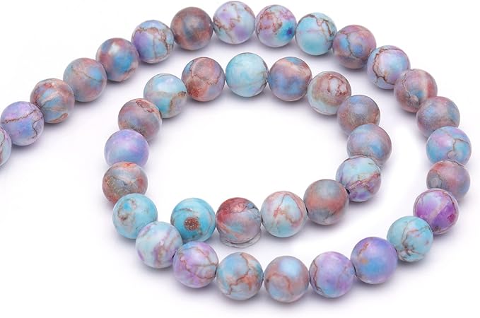 Youngbling Natural Gemstone Beads for Jewelry Making,6mm Purple Jasper Polished Round Smooth Stone Beads,Genuine Real Stone for Bracelet Necklace 15 Inch