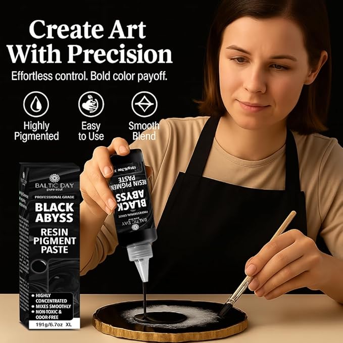 BALTIC DAY Black Abyss Epoxy Resin Pigment Paste XL (191g/6.7oz) β Opaque Epoxy Dye & High Concentration Coloring Paste, Mica Powder Alternative for Resin Art, Jewelry, Tumblers, River Tables & Crafts