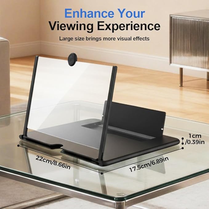 Mobile Phone Magnifier Screen, 3D HD Magnifying Projector Screen Enlarger for Movies Videos and Gaming, Foldable Phone Stand with Screen Amplifier, Compatible with All Smartphones (Red, 12inch)