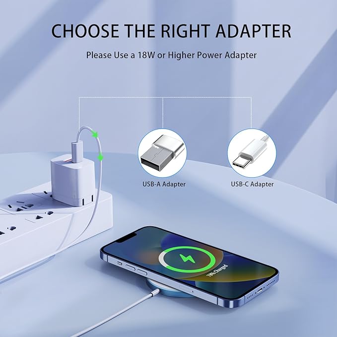 for MagSafe Charger 15W Magnetic Wireless Charging Pad for iPhone 17 16 15 14 13 12 Air Pro Max Plus mini/AirPods 2 3 Pro, Slim Portable Strong Magnet Quick Charger, USB-C/A Ports, Blue