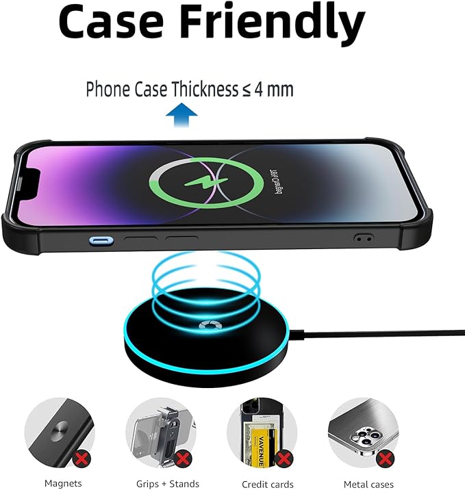 for MagSafe Charger with LED, 15W Magnetic Wireless Charging Pad for iPhone 17 16 15 14 13 12 Air Pro Max Plus mini/AirPods 2 3 Pro, Slim Portable Strong Magnet Quick Charger, Dual USB-C/A Ports-Black