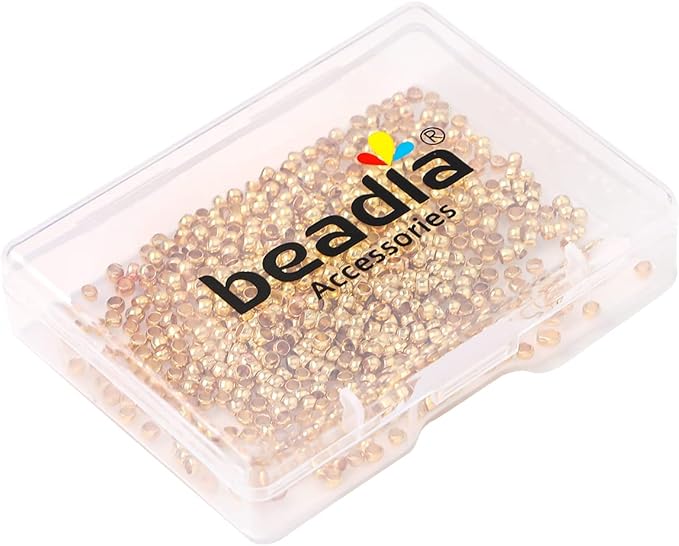14K Gold Plated Crimp Beads Non Tarnish 2.5mm 600pcs for Jewelry Making Findings
