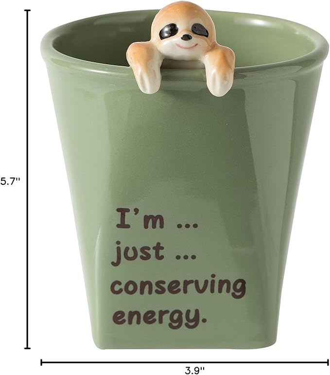 DIHOclub Ceramic Cup Funny 3D Sloth Mug Coffee Mug for Women and Men Gift for Best Friends and Coworkers (Light green-Sloth)