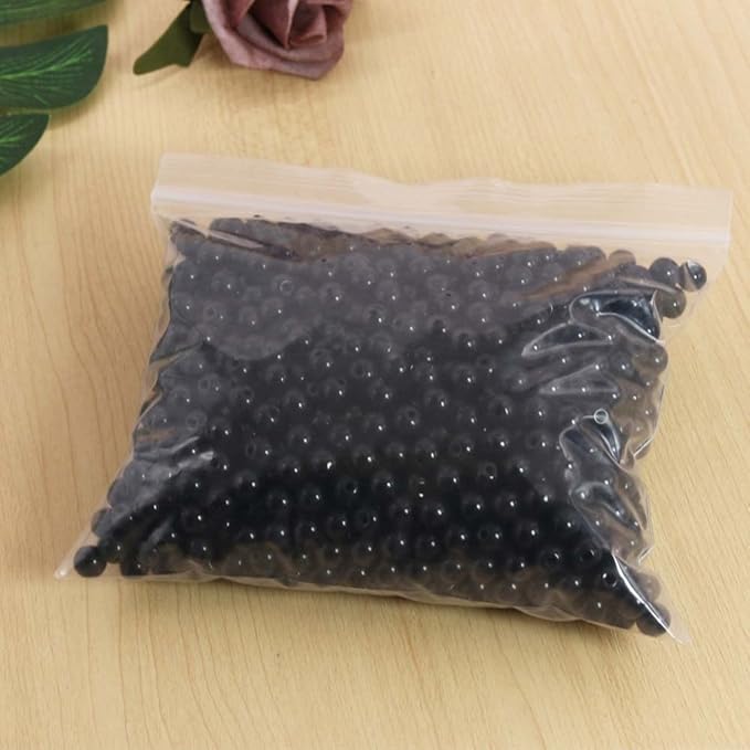 Pamir Tong 600PCS Black Glass Round Beads Bulk, Imitative Jade Beads, Lava Beads, Bracelet Loose Beads for Jewelry Making Earring, Necklaces, and DIY Crafts (8mm Black)