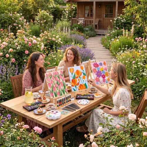 Sherr 24 Pcs Pre Drawn Canvas for Adult, Abstract Flower, 8 x 10 Inch - Image 6