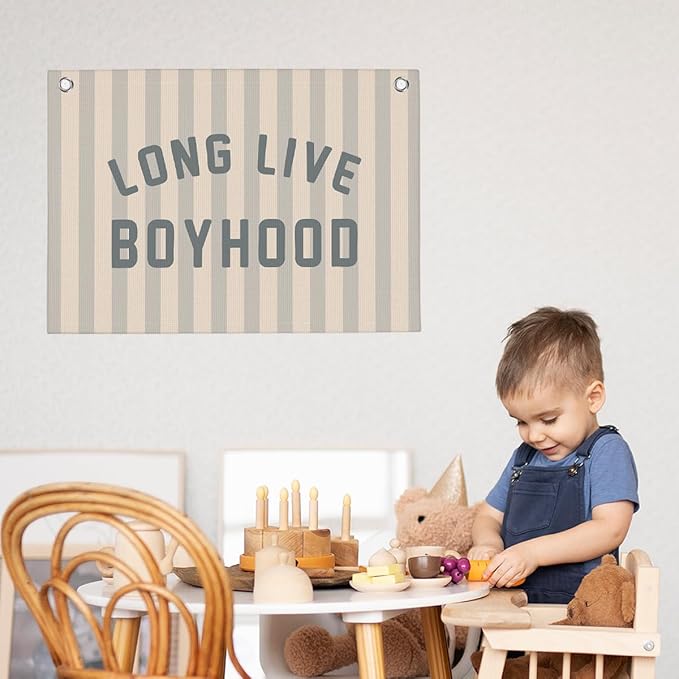 Stripe Live Boyhood Boys Room Playroom Wall Decor Vintage Sports Decor for Nursery Playroom Kids Bedroom Dorm Toddler Decorations 22x28 Inch