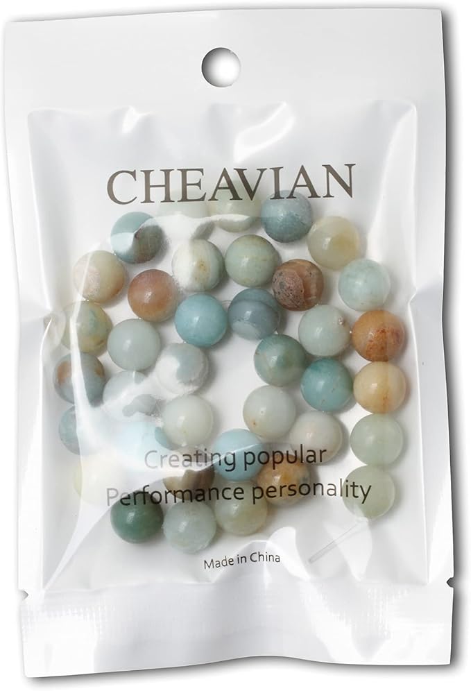35PCS 10mm Natural Mix Color Amazonite Gemstone Round Loose Beads Stone Beads for Jewelry Making DIY 1 Strand 15"