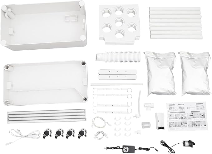Hydroponics Growing System,28-Hole Indoor Herb Garden Kit with 4 LED Grow Light, 2-Tier Indoor Plant System,Auto Water Circulation & 7.39Gal Water Tanks (No Seed,White, 2Layer-28Pods)