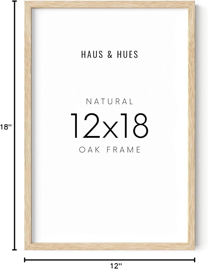 HAUS AND HUES Beige Oak Wood 12x18 Picture Frame - Modern Wood Wall Art Display - Lightweight 12x18 Frame for Art Prints, Photos, Posters - Ready-to-Hang Vertically & Horizontally (Set of 1)