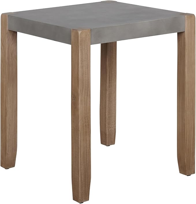 Newport Modern Rustic Industrial End Table – 21” Square Faux Concrete Top with Light Amber Wood Frame – Durable & Easy Assembly Side Table for Living Room, Bedroom, or Lounge by Alaterre Furniture