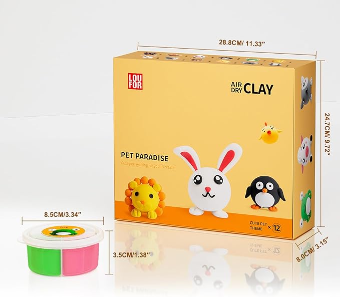 Air Dry Clay Kits - Modeling Clay for Kids, Ultra Light & Soft, Safe & Non-Toxic, 12 Boxes DIY Model Magic Clay with Sculpting Tools & Tutorials, Creatible Art Crafts Toys Gifts Boys Girls