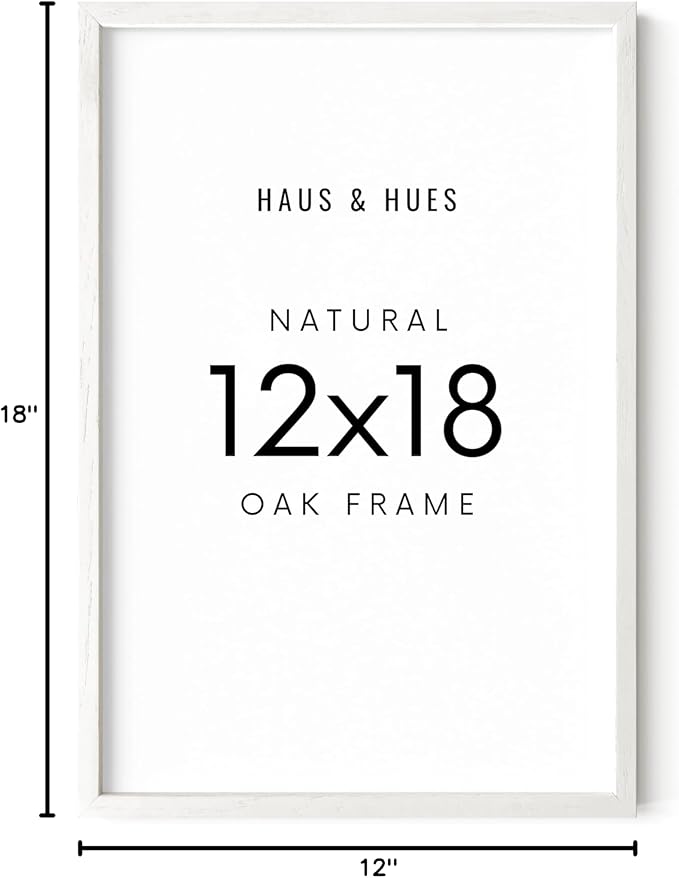 HAUS AND HUES White Oak Picture Frame 12x18 - Standalone Natural Frame for Posters (Set of 1)