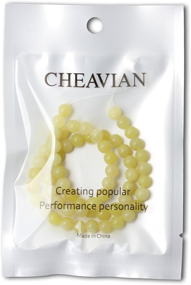 60PCS 6mm Natural Yellow Lemon Jade Gemstone Round Loose Beads for Jewelry Making DIY Findings 1 Strand 15"