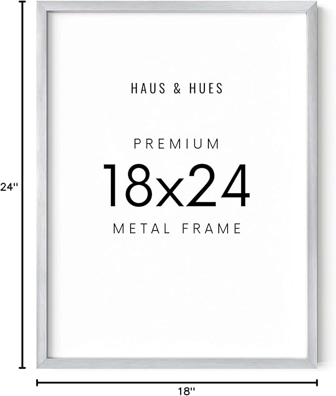 HAUS AND HUES 18x24 Silver Picture Frame - Modern Aluminum Wall Display - Shatterproof Plexiglass, Vertical & Horizontal Hanging (18x24 in, Silver)