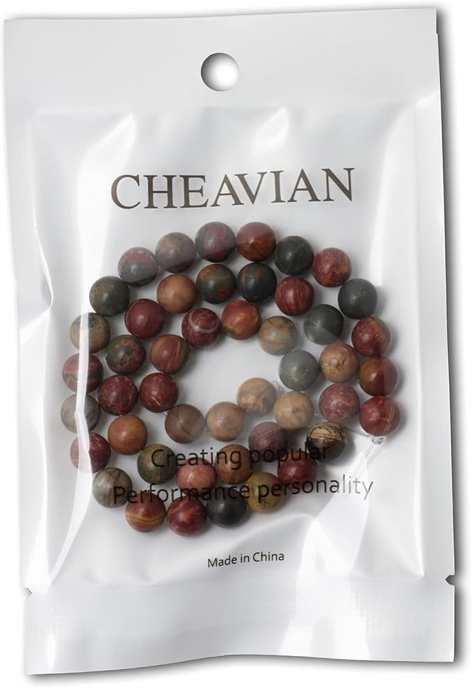 45PCS 8mm Natural Picasso Jasper Gemstone Round Loose Beads for Jewelry Making 1 Strand 15"