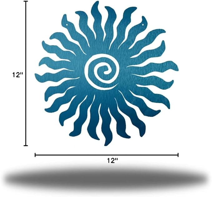 Riverside Designs Sunburst Metal Wall Art Steel Outdoor Decor - Heavy-Duty and Waterproof - Made in USA (24", Teal)