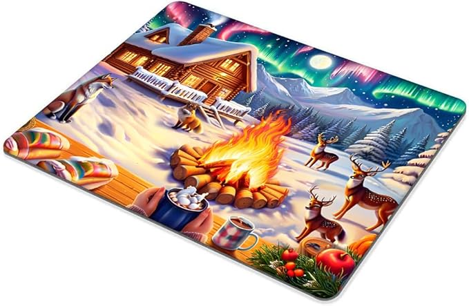 Square Mouse Pad Christmas Bonfire,Gaming Mouse Pads for Desk,Soft Computer Waterproof Non-Slip Mouse Mat