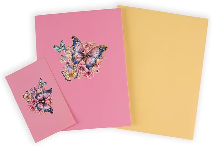 3D Bouquet Butterflys Purple Pop Up Thank you Card, Teacher Appreciation Card, Handmade Flowers Box Greeting Cards with Note and Envelope for New Year Anniversary