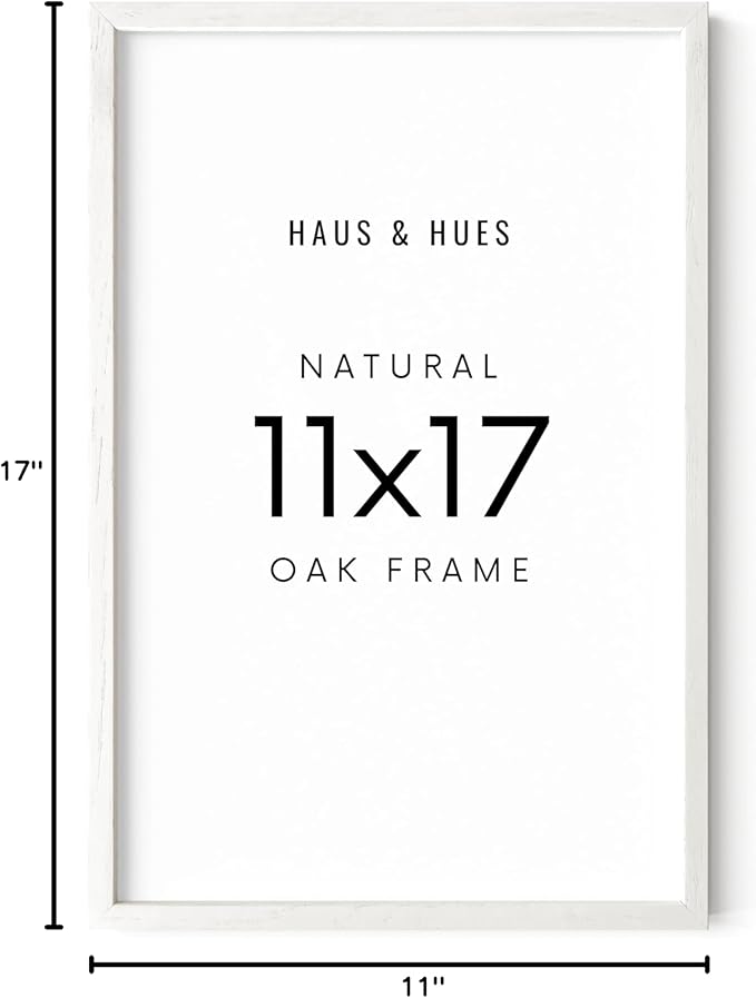 HAUS AND HUES White Oak Wood 11x17 Picture Frame - Natural Frame for Posters and Photos (White Oak Frame)