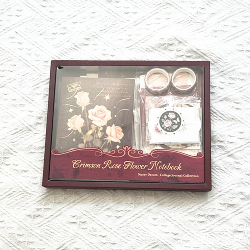 Rose Botanical Bullet Junk Journal Kit, Red Aesthetic Scrapbooking Supplies - Image 7