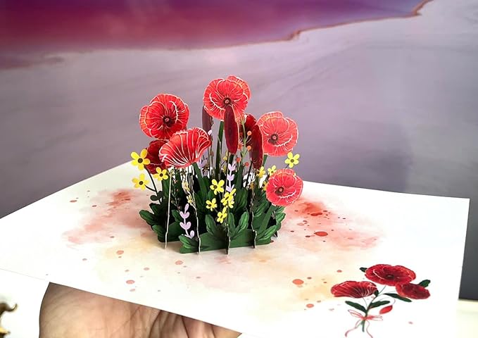 3D Red Pansy Pop-up Card, 3d Birthday Card, Thinking of You, Happy Mother Day, All Occasions, F53