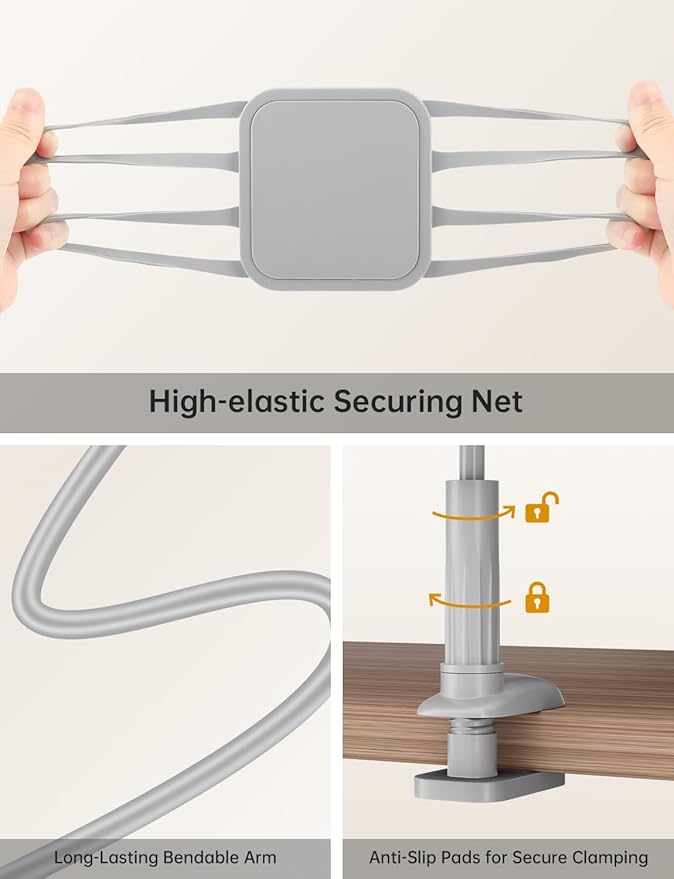 Gooseneck Tablet Holder for Bed, Adjustable Flexible Ipad Holder Stand, Kindle Stand for Reading in Bed, Compatible with Fire HD, Ipad, Galaxy Tabs, Kindle, Switch, Tablet or Other 7"-12.9" Devices