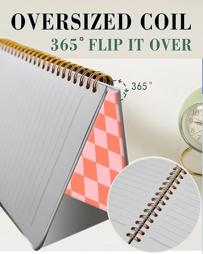 Spiral Journal Notebook,A5 Hardcover Lined Journals for Women 6 x 8.3 in,60 Sheets 120 Pages Thick Paper,Cute College Ruled Writing Notebook for Office Work School(Watermelon Red Checkerboard)