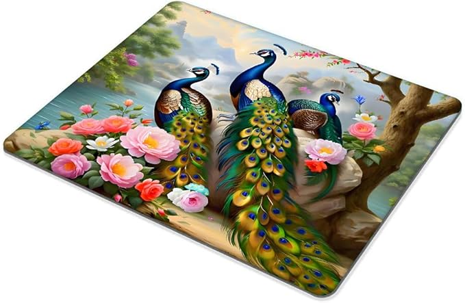 Square Mouse Pad Peacock,Gaming Mouse Pads for Desk,Soft Computer Waterproof Non-Slip Mouse Mat