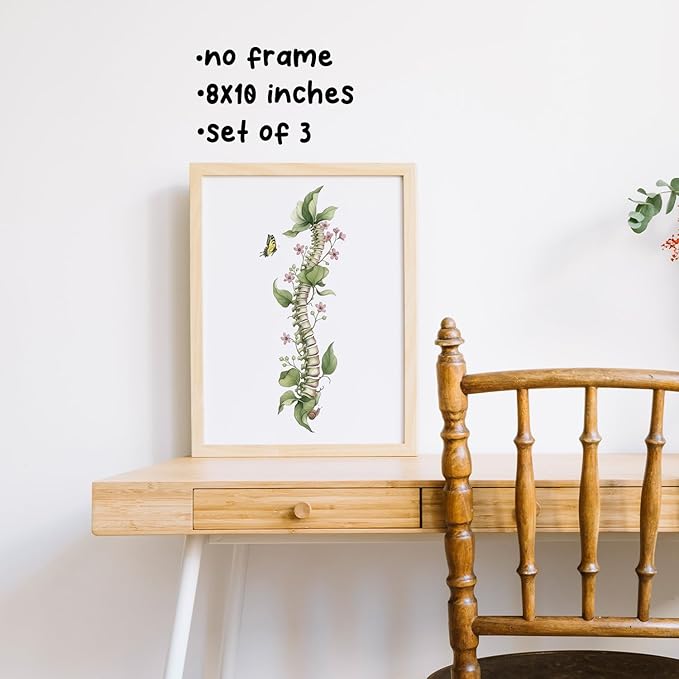 Boat Wades Chiropractic Green Botanical Unframed Wall Art Prints,Physical Therapy Posters & Prints For Office Clinic Hospital Decor,Gifts for Chiropractor 8x10 Set Of 4