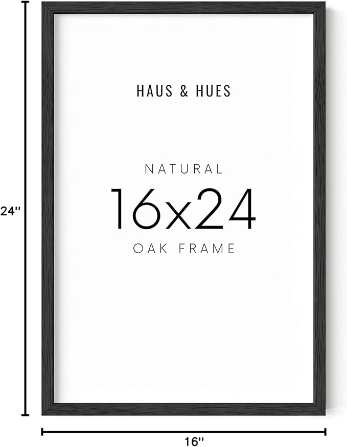 HAUS AND HUES 16x24 Black Oak Frame Set of 1 - Large Wooden Poster Display Pack