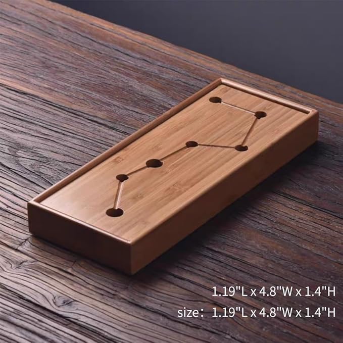 Bamboo Tea Tray Janpanese Table Box with Water Storage Drainage Chinese Gongfu Tea Table 11.9 * 4.9 * 1.4" Mini Kungfu Tea Serving Tray for House Home Office