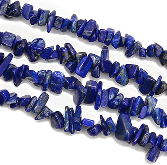 Gemstone Chips Natural Blue Lapis Lazuli 3-5mm Healing Crystals Waist Bracelets Necklace Kit Irregular Stone DIY Crafts Design Jewelry Making Approxi 32 inch