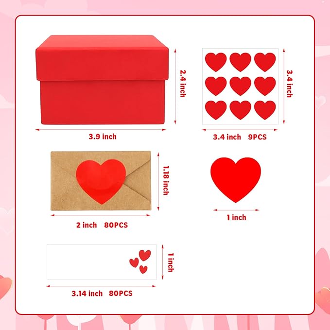 80 Sets Mini Love Notes with Blank Note Cards Mini Envelopes Mini Valentines Day Card Cute Couple Gifts for Boyfriend Girlfriend Little Love Notes For Him Her